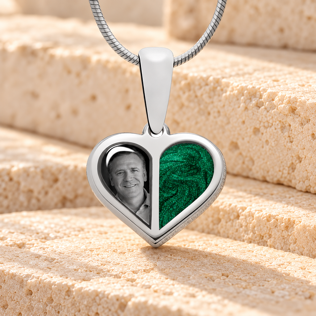 Two Heart Sterling Silver Picture Pendant With Fir Ash Resin Jewelry — main product image