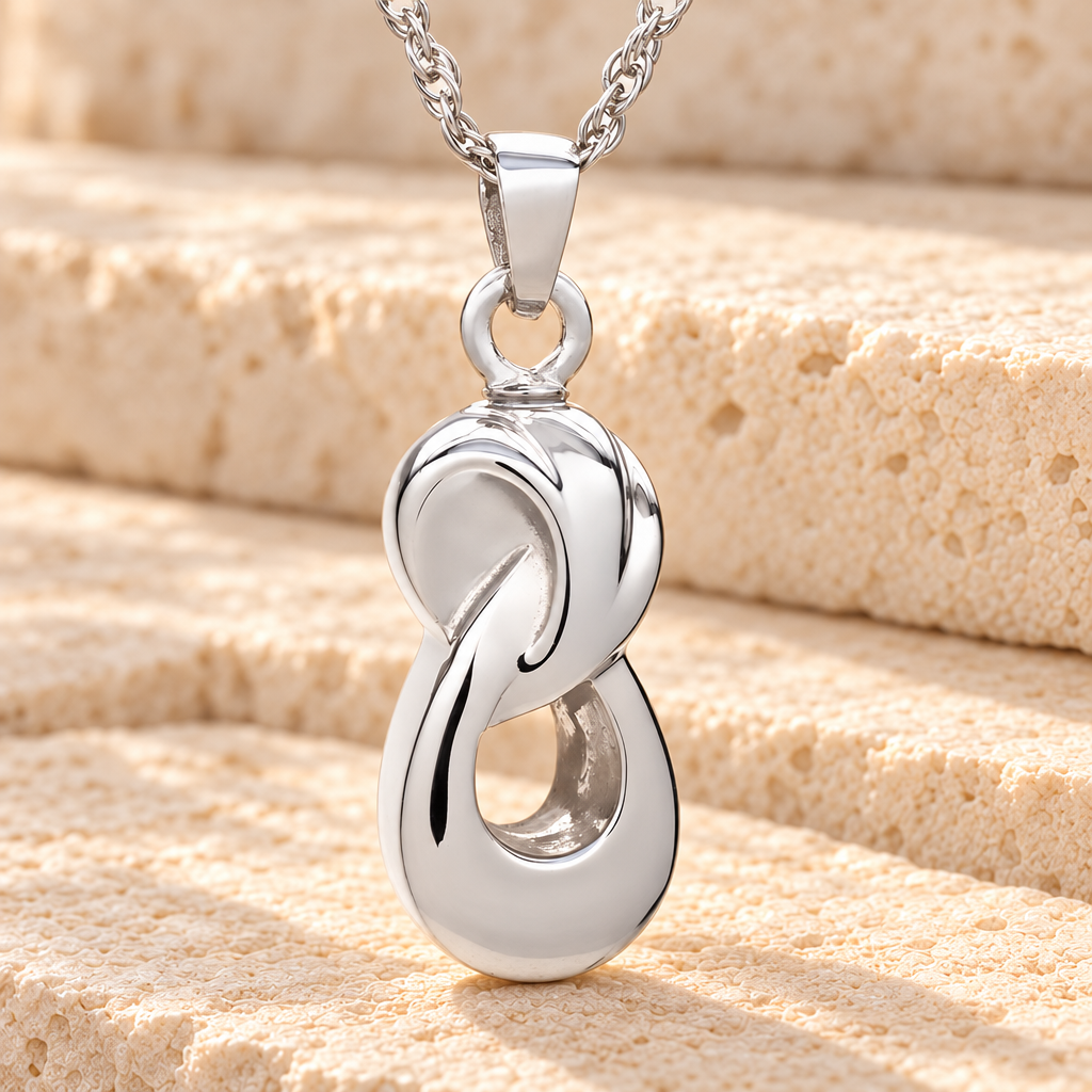 14K White Gold Everlasting Infinity Companion Funeral Jewelry — main product image