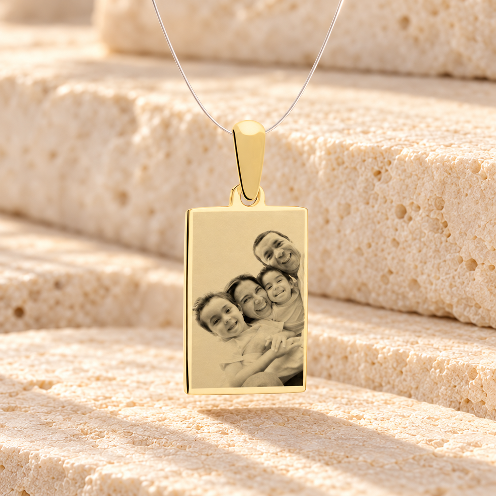 Rectangle Photo Engraved Gold Plated over Stainless Guardian — main — evr7403g