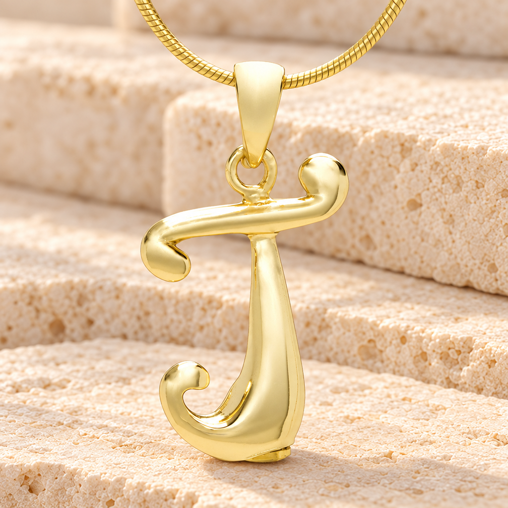 Gold "J" Initial Cremation Jewelry — main — evr6430g