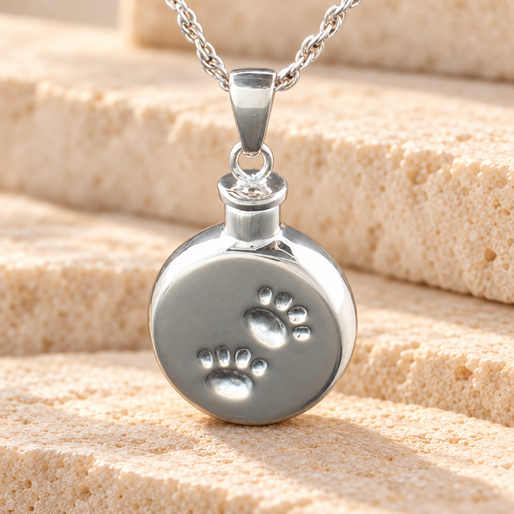 Silver Pawprints Memorial Locket — main — evr601ss
