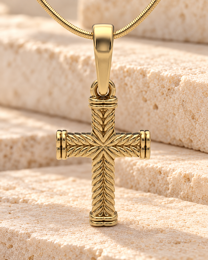 Gold Plated Cable Cross Forever Sealed Memorial Jewelry