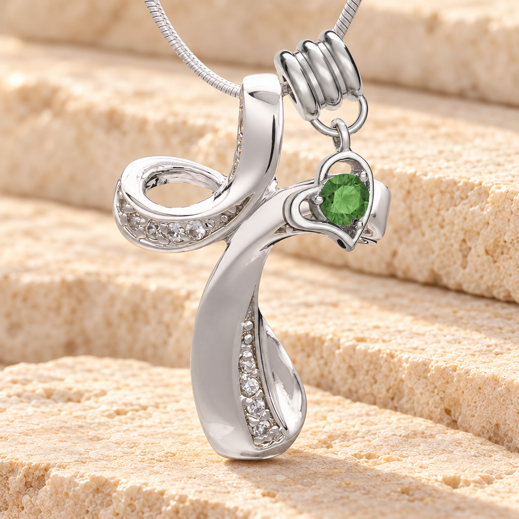 Silver May Forever Cross Cremation Jewelry — main — evr6468may