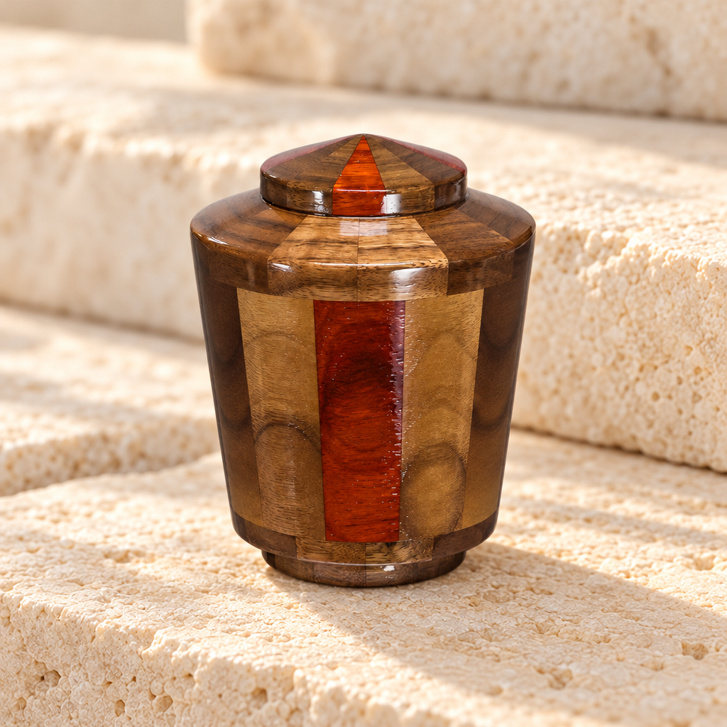 Trinity Urn in Black Walnut & Padauk-Keepsake — main — evr5363