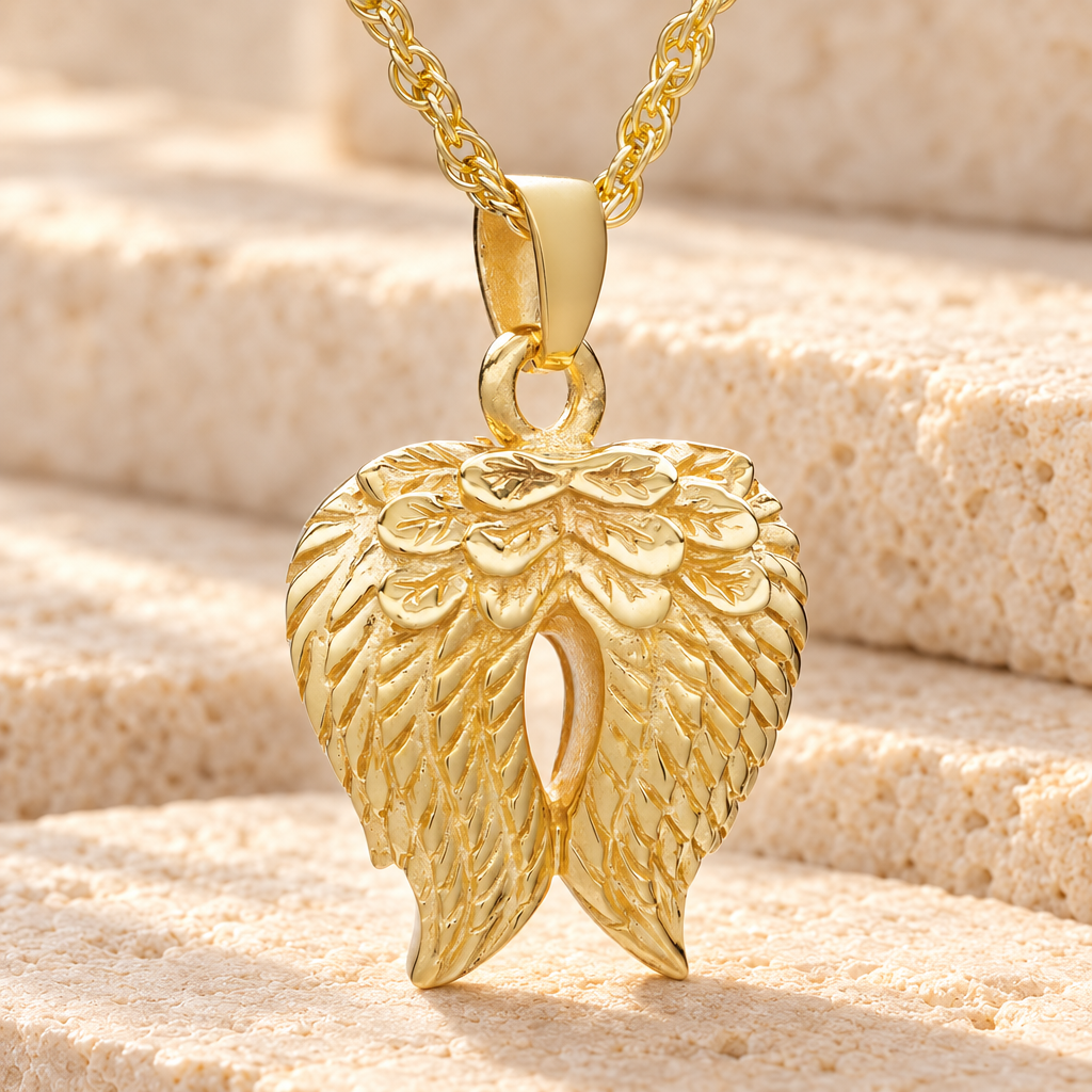 14K Gold Feathered Heart Cremation Charm — main — evr675kg
