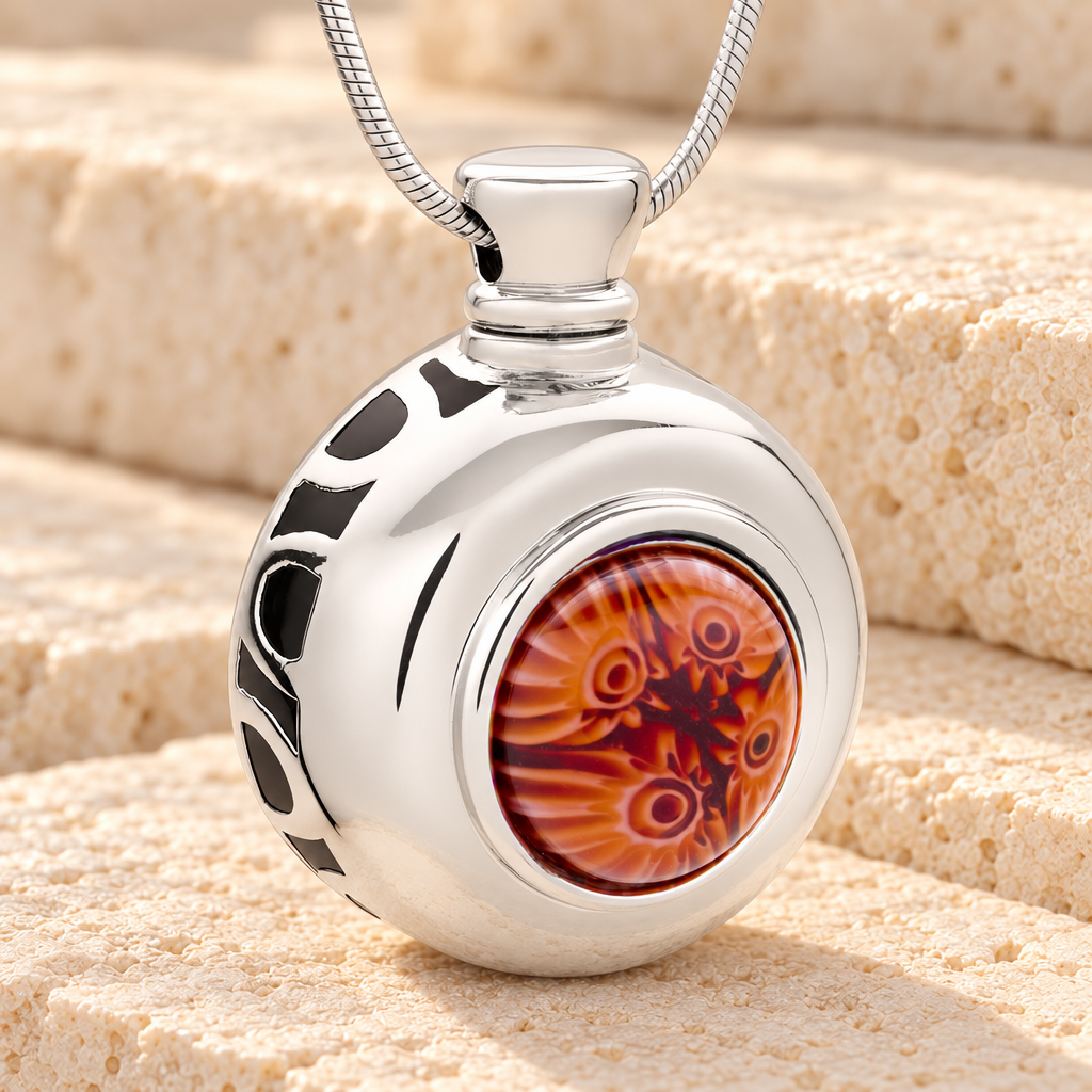 Fleeting Fancy Round Cremation Jewelry — main — evr6136