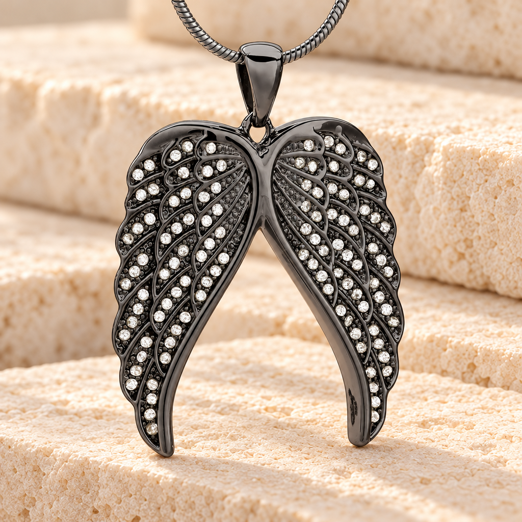 Black Spiritual Wings Memorial Jewelry — main — evr6609bl