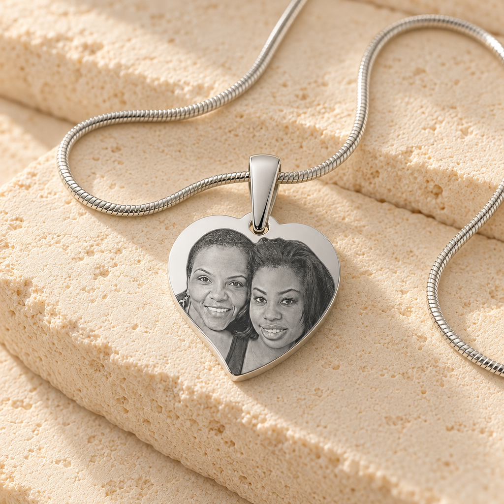 Stainless Steel Breezy Heart Photo Pendant — main — evr6586s