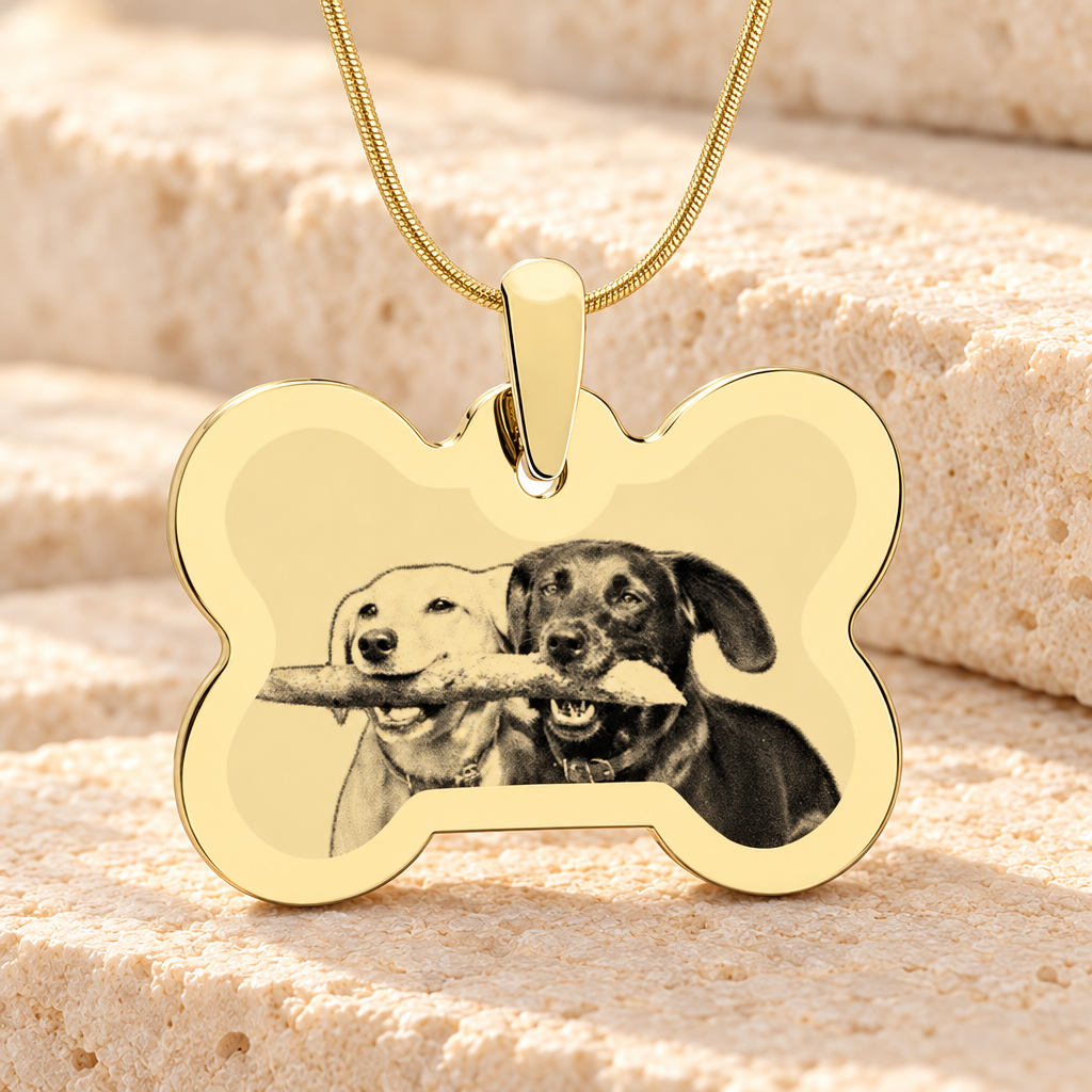 Bone Photo Engraved Gold Plated Pet Keepsake — main — evr6405g