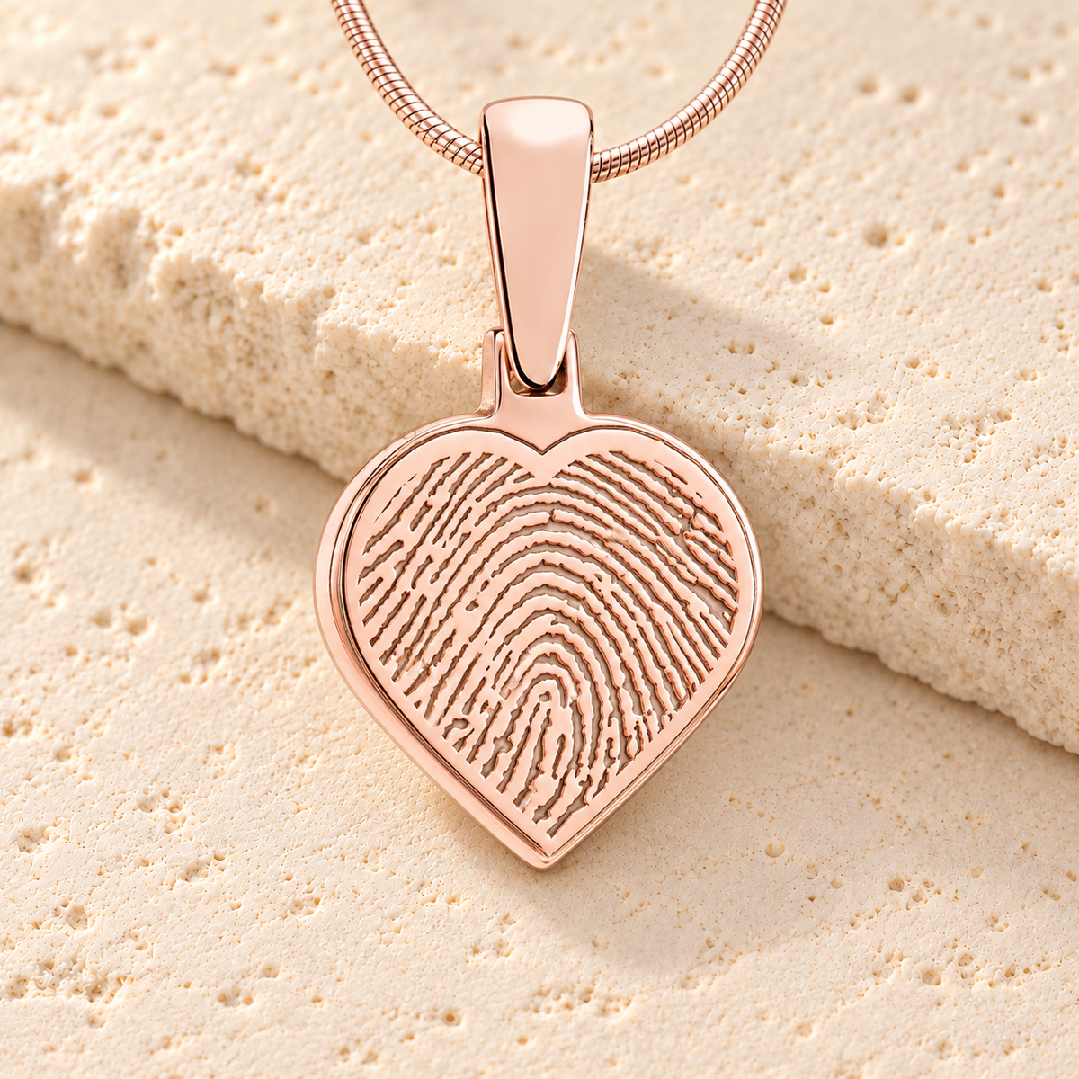 Heart Rose Gold Plated Fingerprint Necklace — main — evr4728rg