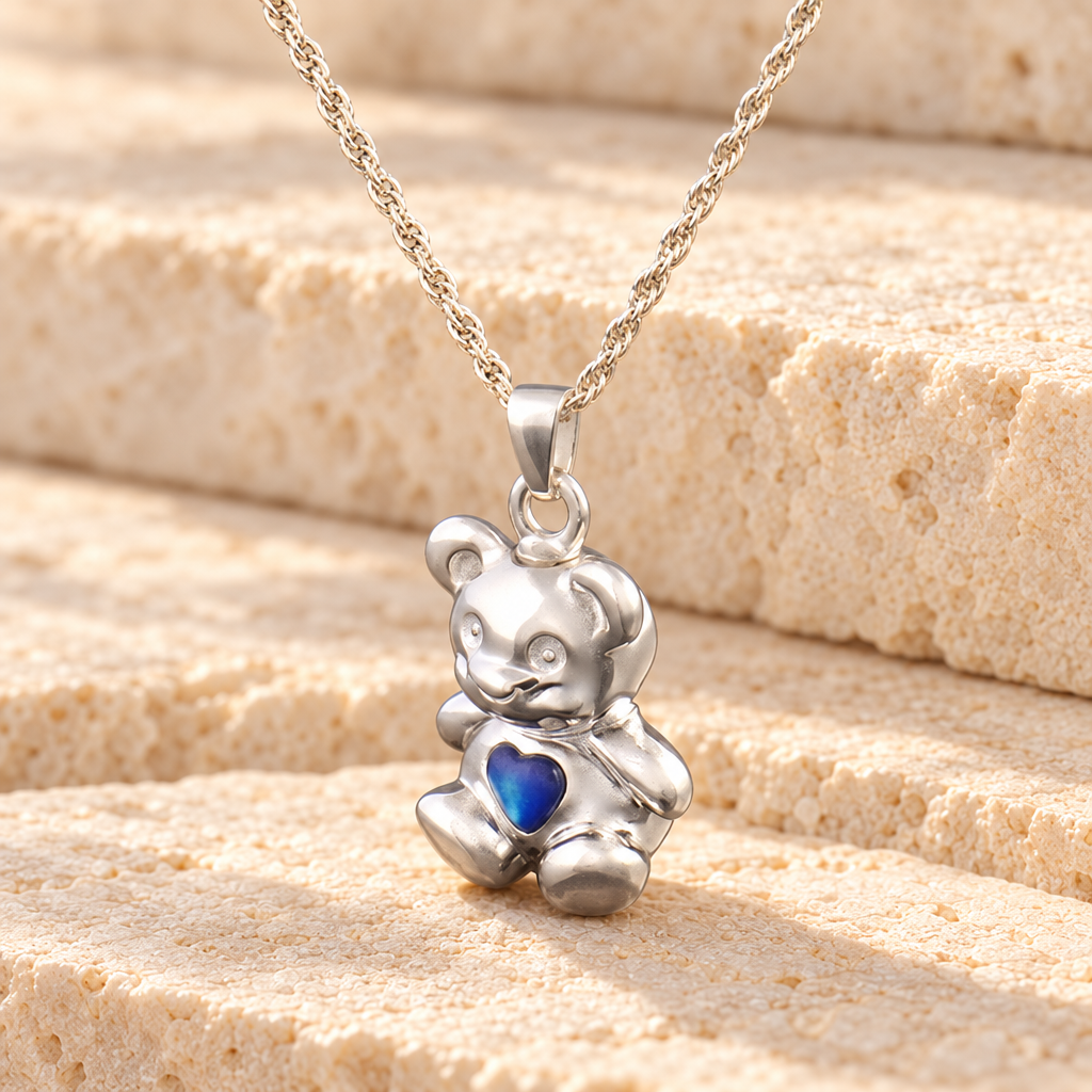 14k White Gold Baby Blue Bear Jewelry Pendant — main — evr6302wg