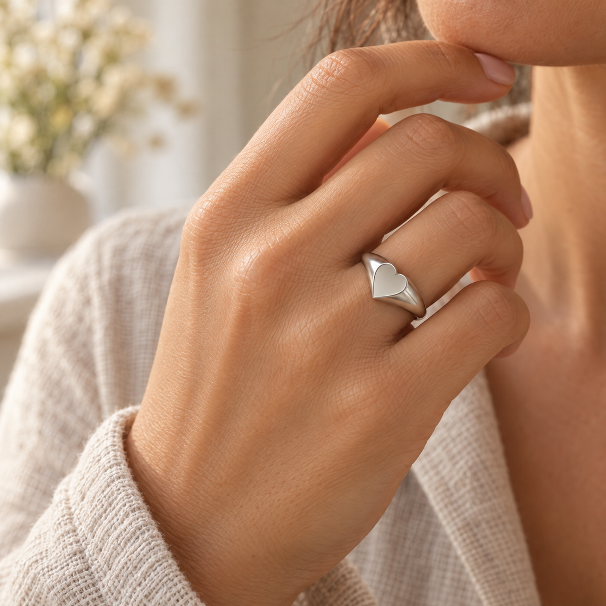 Solid 14K White Gold Signet Forever Sealed Memorial Ring — lifestyle — evr20039wgfs