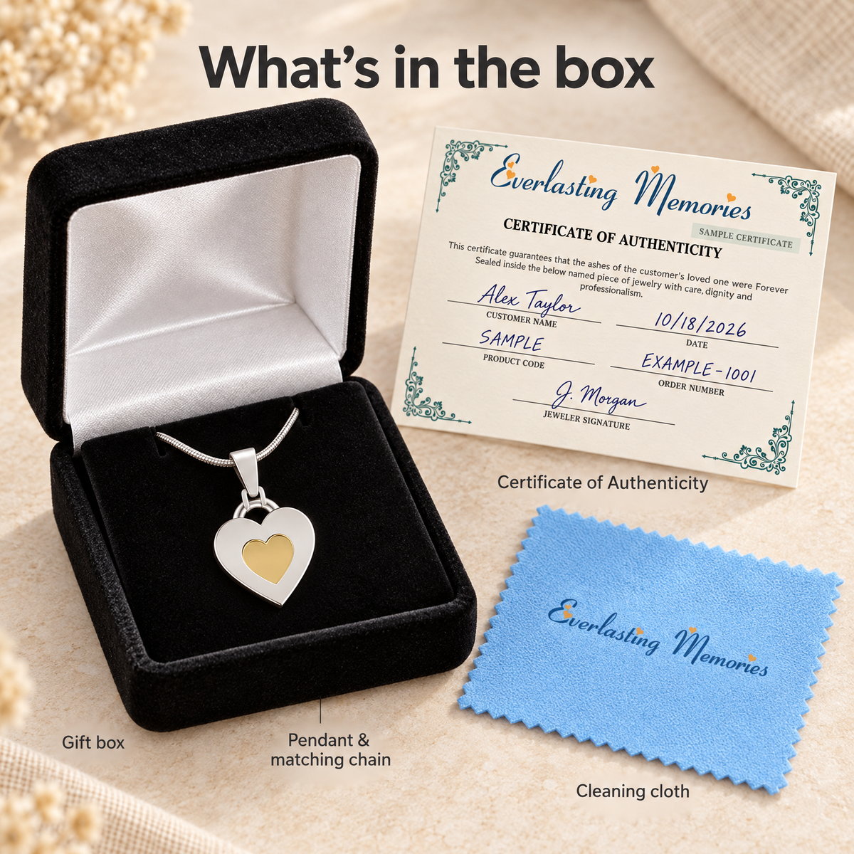Duplicity Heart Forever Sealed Memorial Jewelry — whats in box — evr20036sgfs