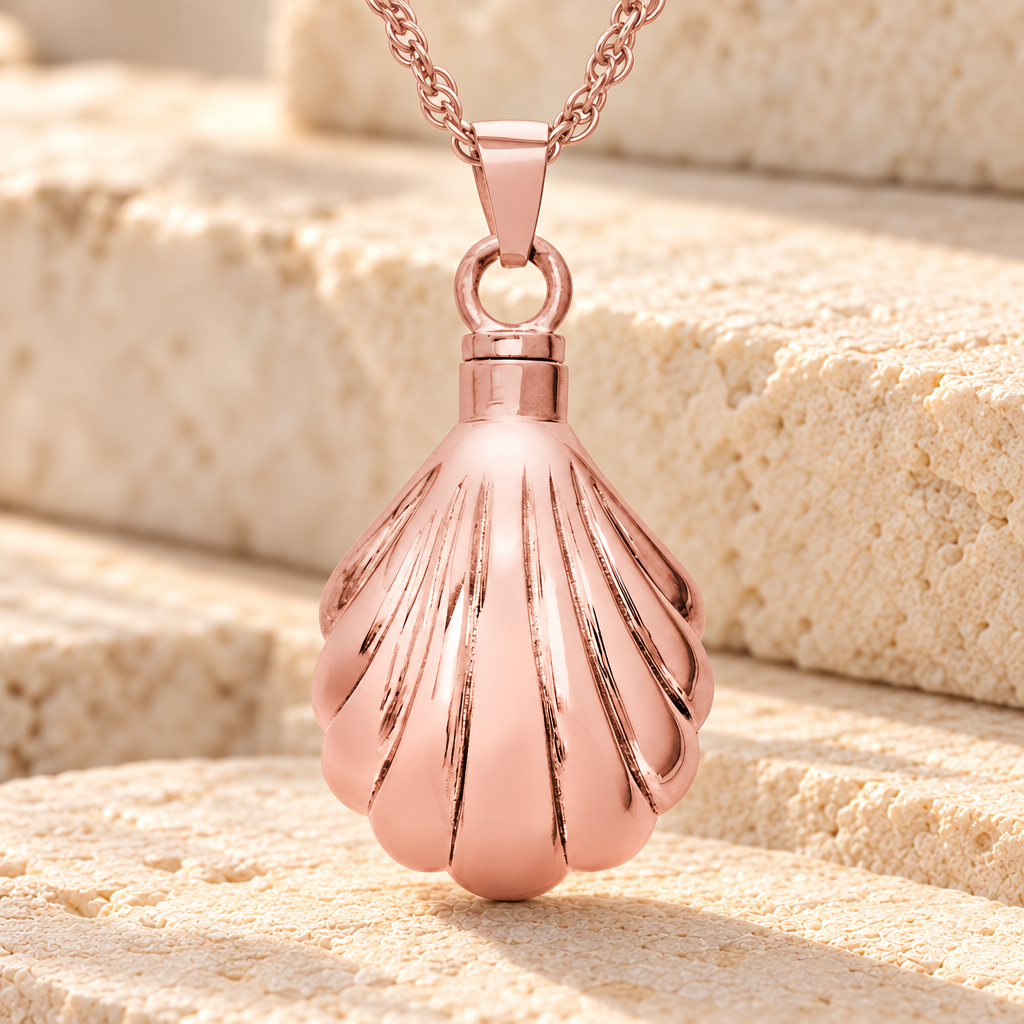 14K Rose Gold Shells Urn Necklace — main product image