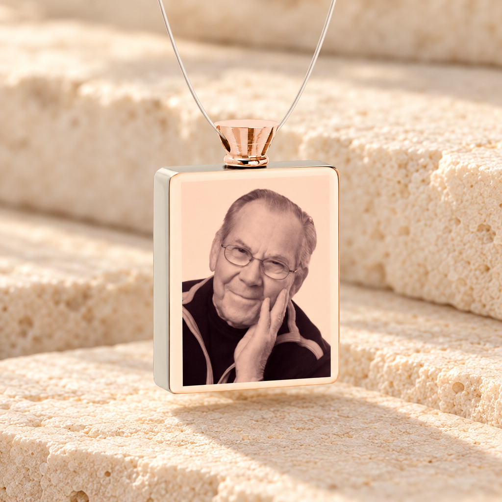 Rectangle Rose Gold Plated Picture Engraved Ash Guardian — main — evr7412rg