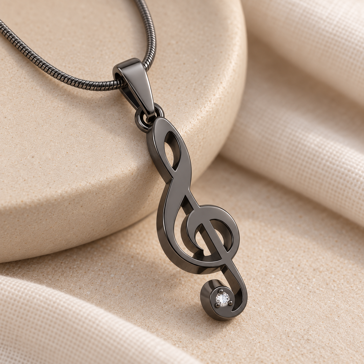 Black Plated Music Note Forever Sealed Memorial Jewelry — alternate view — evr20062blfs