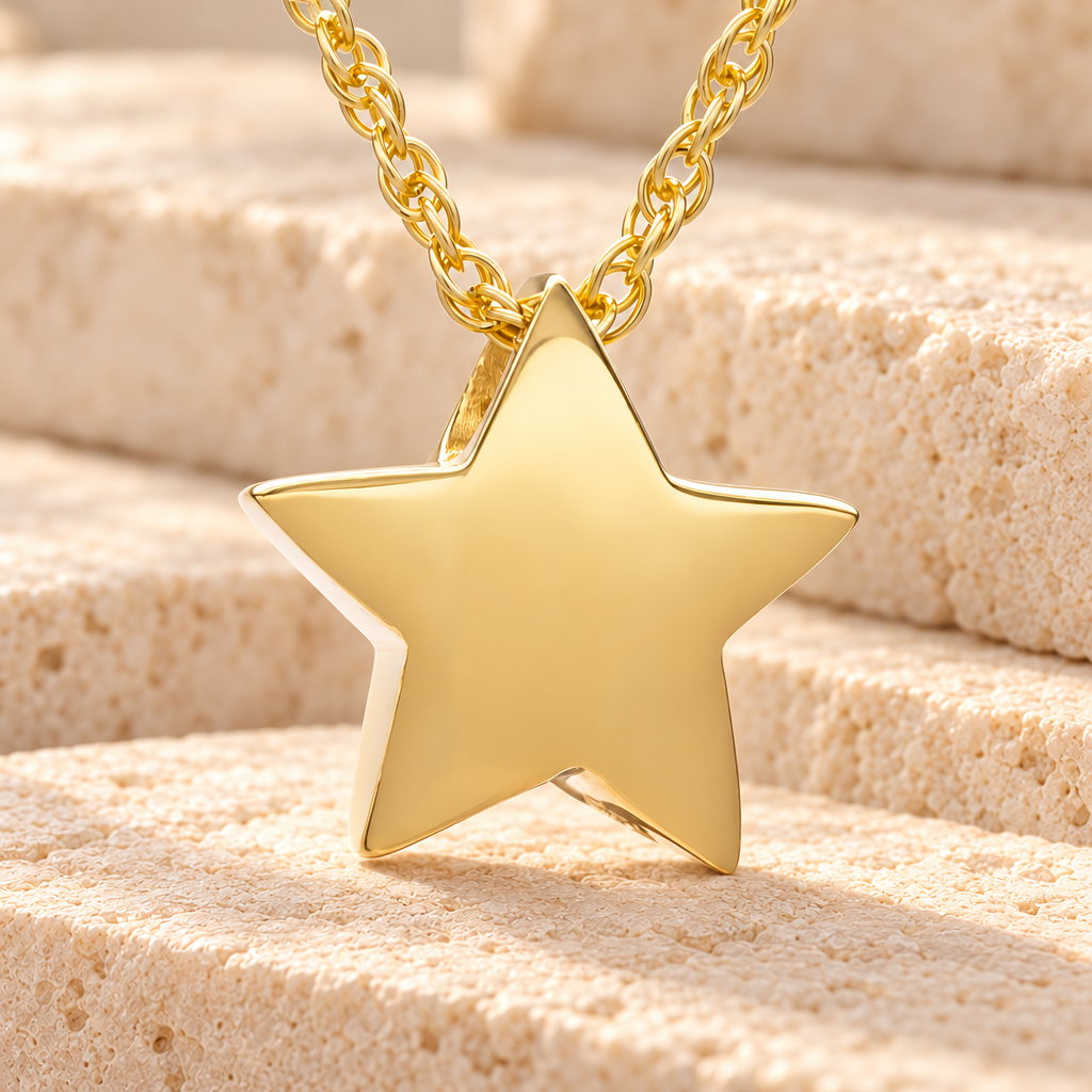 Small 14K Gold Sliding Star Cremation Urn Keepsake — main product image