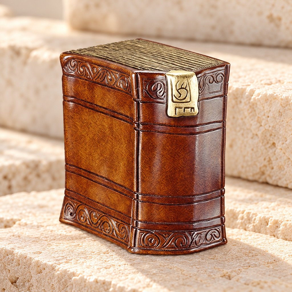 Antique Book Hardwood Urn — main — EC25CCU478