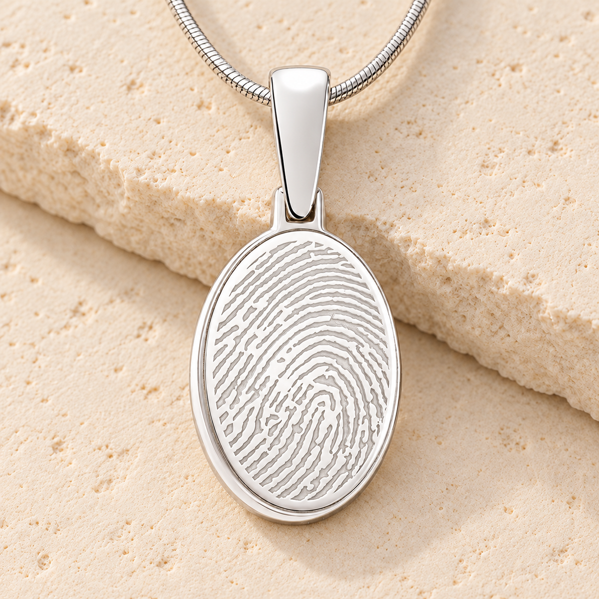 Sterling Silver Oval Fingerprint Necklace — main — evr4730ss