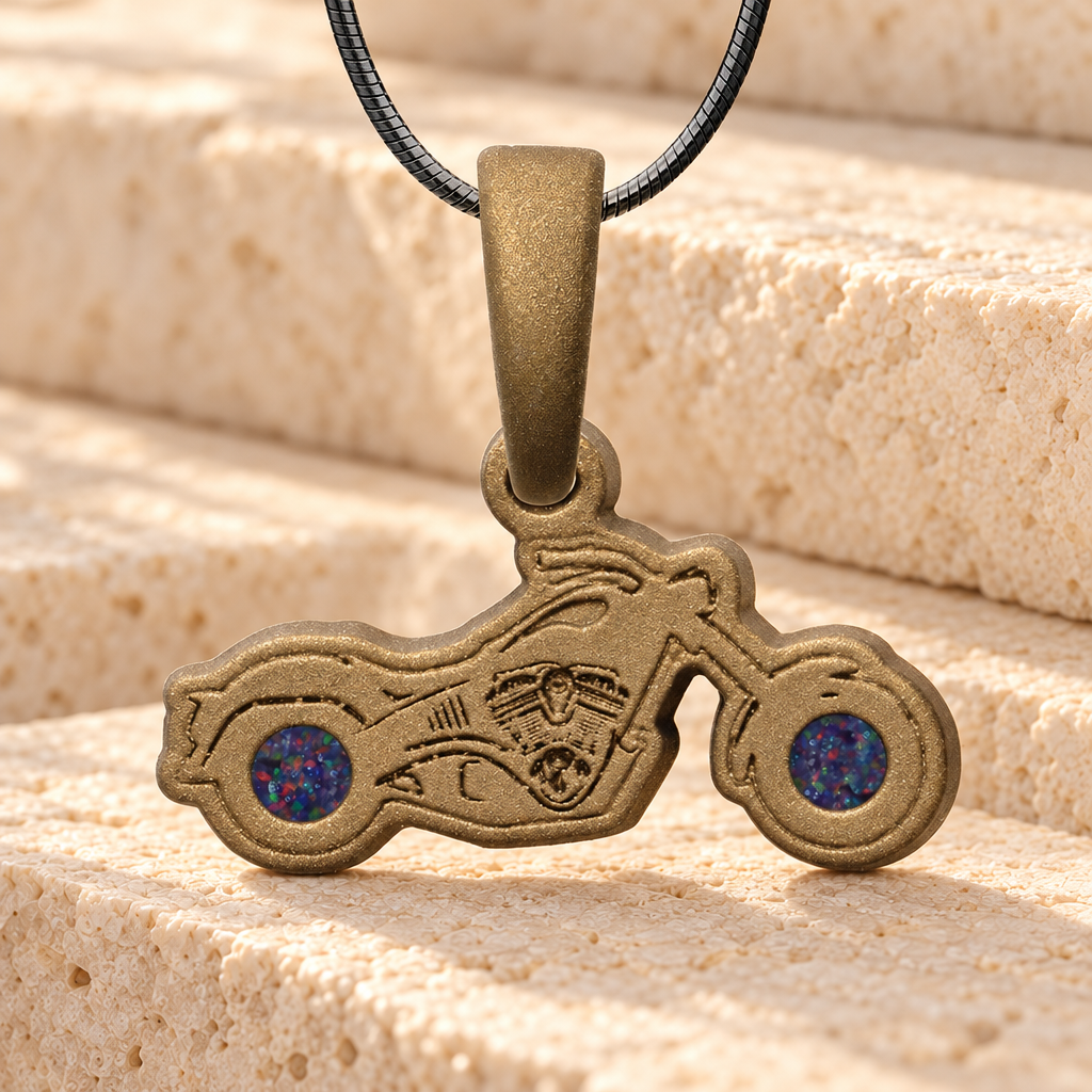 Riding Along Bronze Finish with Black Flame Opal Ash Resin Jewelry — main product image