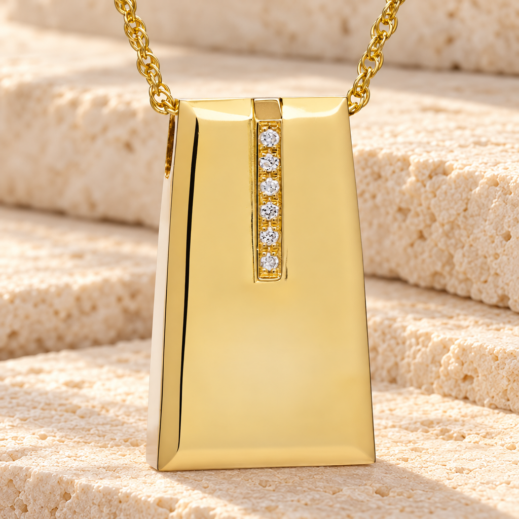 14K Gold Plated Eternity Sliding Rectangle Urn Necklace — main — evr712gv