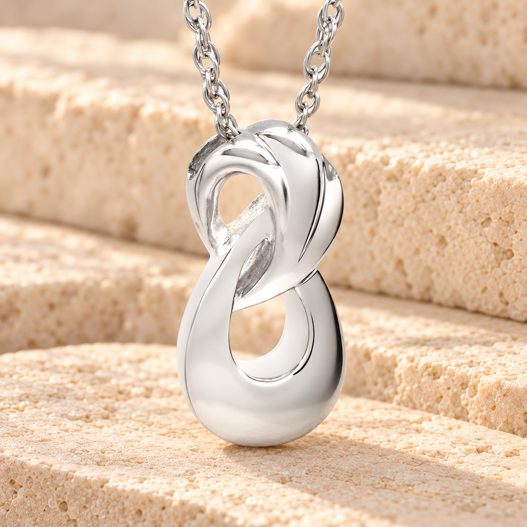 Everlasting Solid 14K White Gold Infinity Cremation Urn Keepsake — main product image