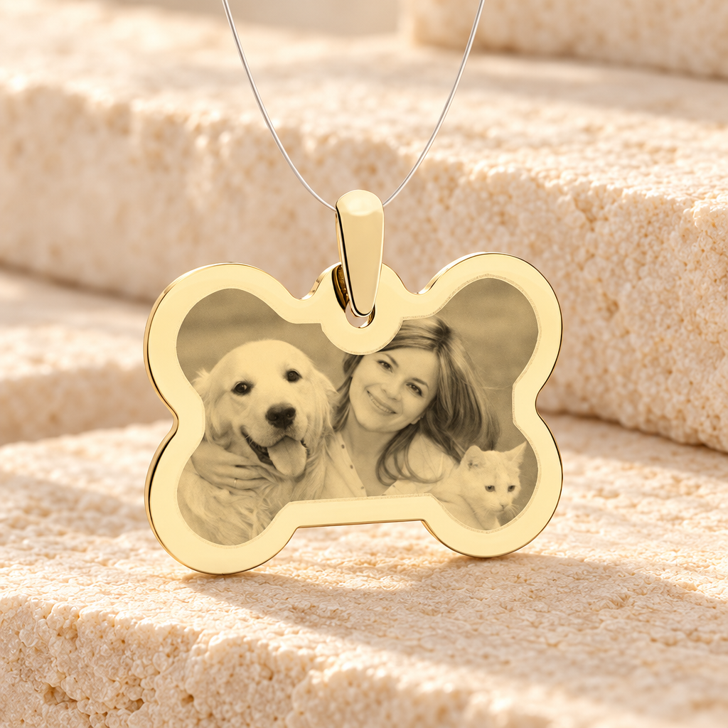 Bone Photo Engraved Gold Plated Pet Guardian — main — evr7405g