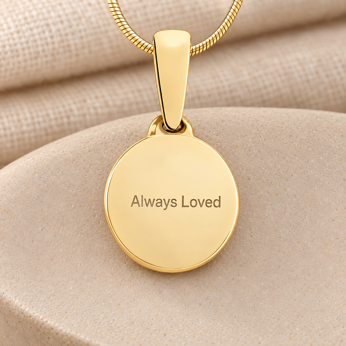 Solid 14k Gold Love You To The Moon Fingerprint Necklace — rear engraving — evr4716kg