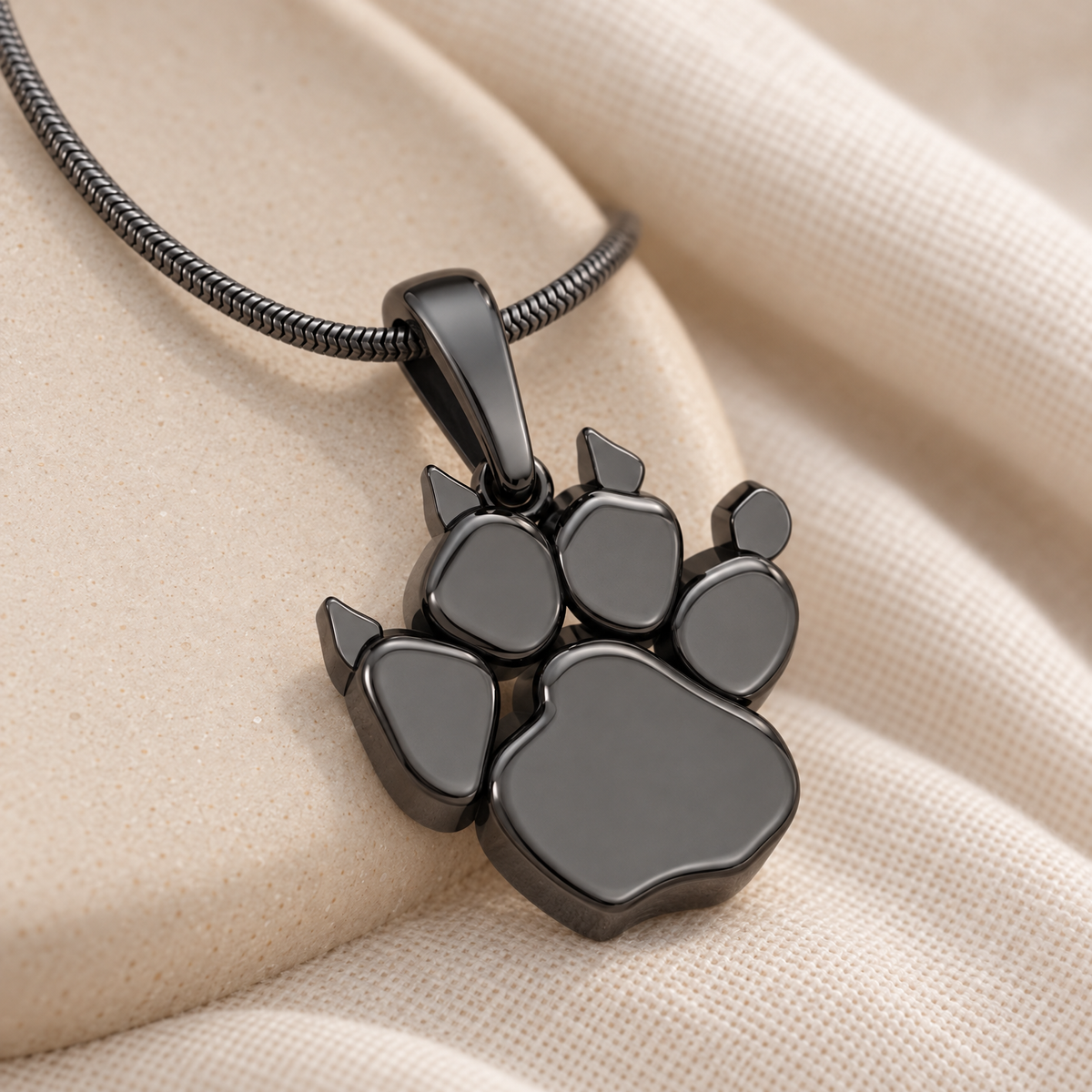 Black Plated Pawprint Forever Sealed Memorial Jewelry — alternate view — evr20053blfs
