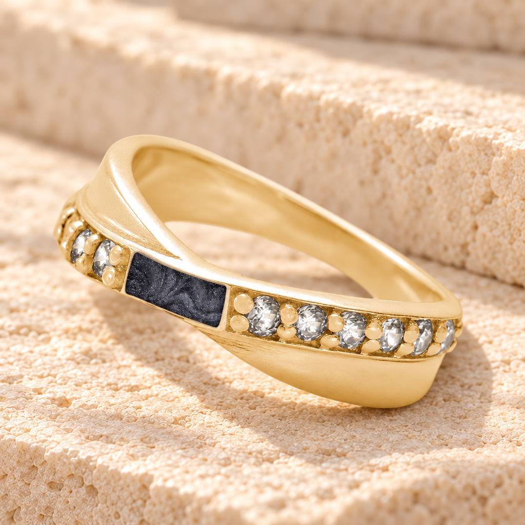 Solid 14K Gold Women's Claiborne Ash Ring with Slate — main product image