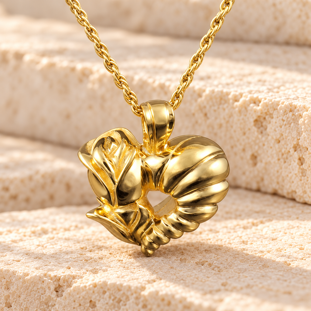 14k Gold Flower Heart Cremation Charm — main — evr667kg