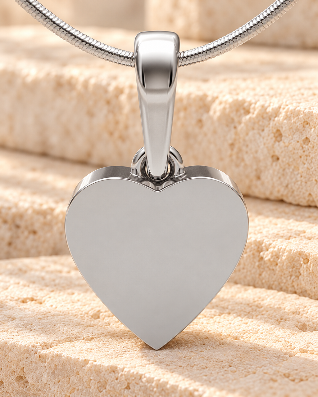 Solid 14K White Gold Serenity Heart Forever Sealed Cremation Jewelry — main — 20037wgfs