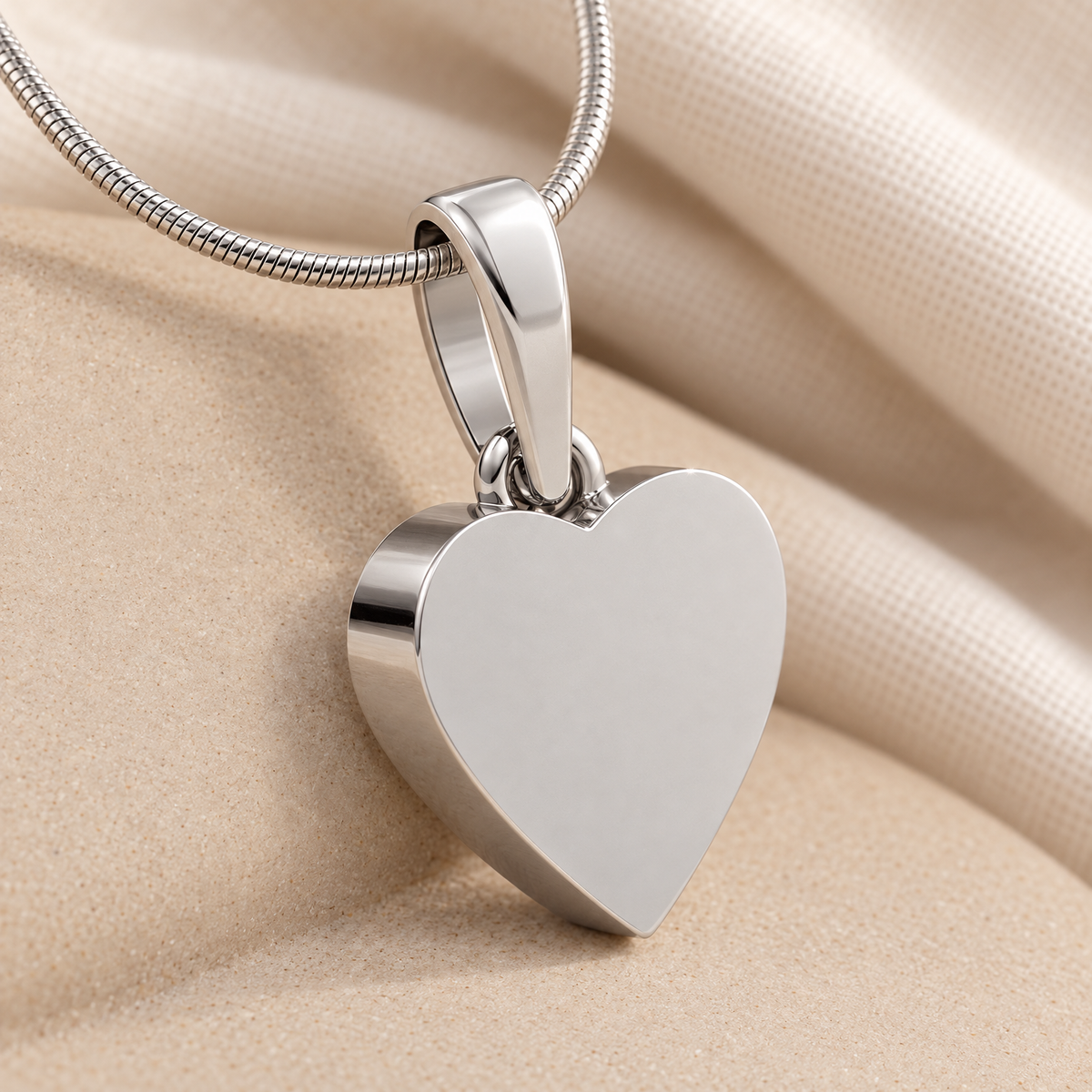 Solid 14K White Gold Serenity Heart Forever Sealed Cremation Jewelry — alternate view — 20037wgfs