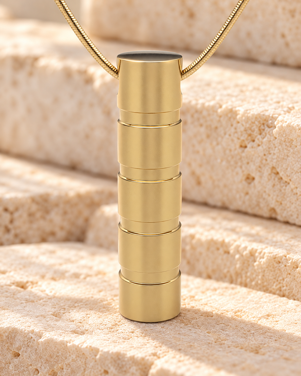 Gold Plated Carved Cylinder Forever Sealed Memorial Jewelry — main — evr6630gfs