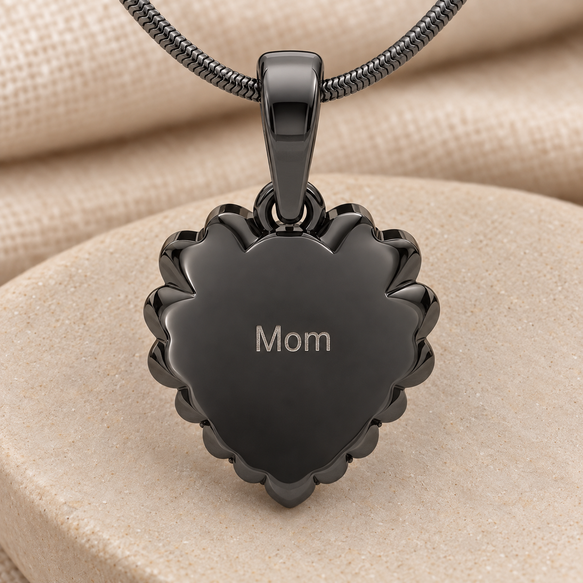 Black Plated Birthstone Knotted Heart Forever Sealed Memorial Jewelry — rear engraving — evr20018blfs