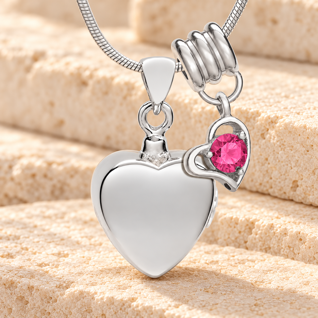 Silver October Simple Heart Urn Jewelry — main — evr6447oct