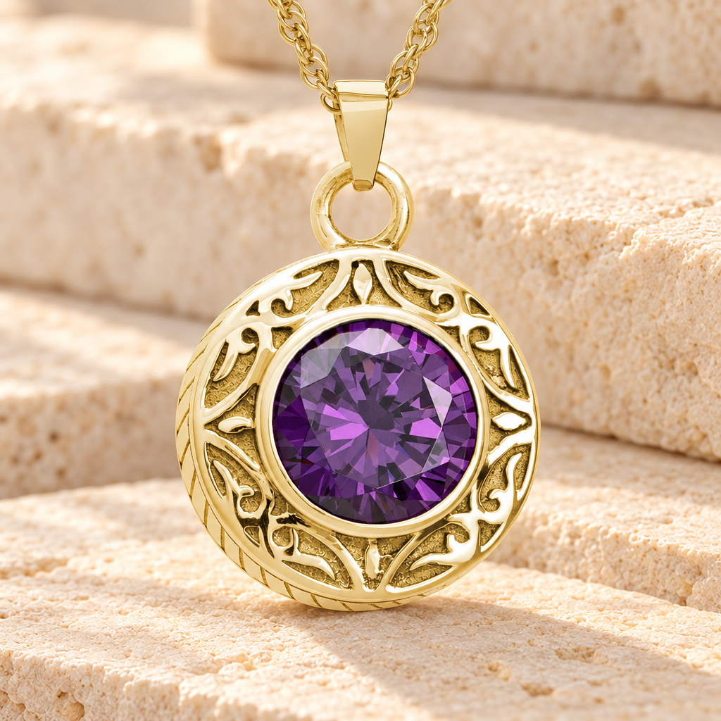 14K Gold Plum Urn Locket — main — evr804kg