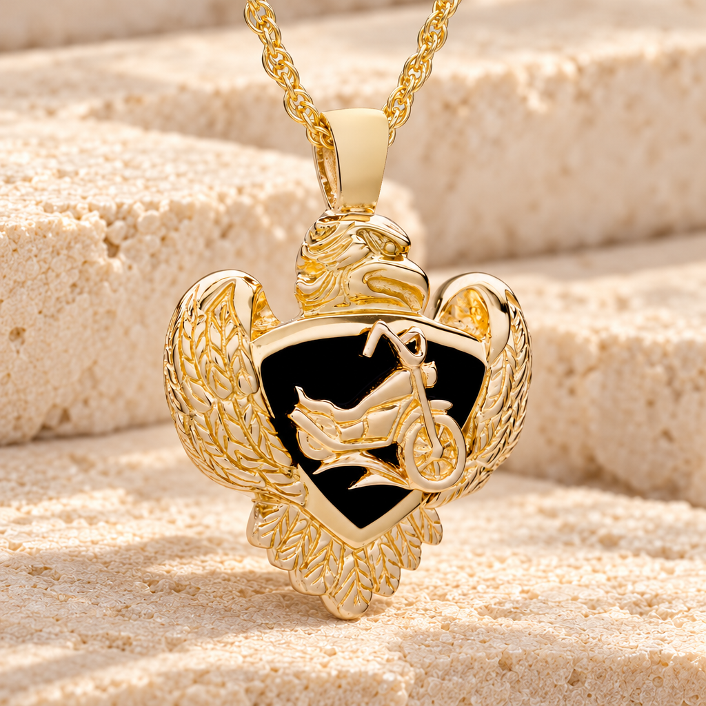 14K Gold Night Rider Funeral Jewelry — main product image