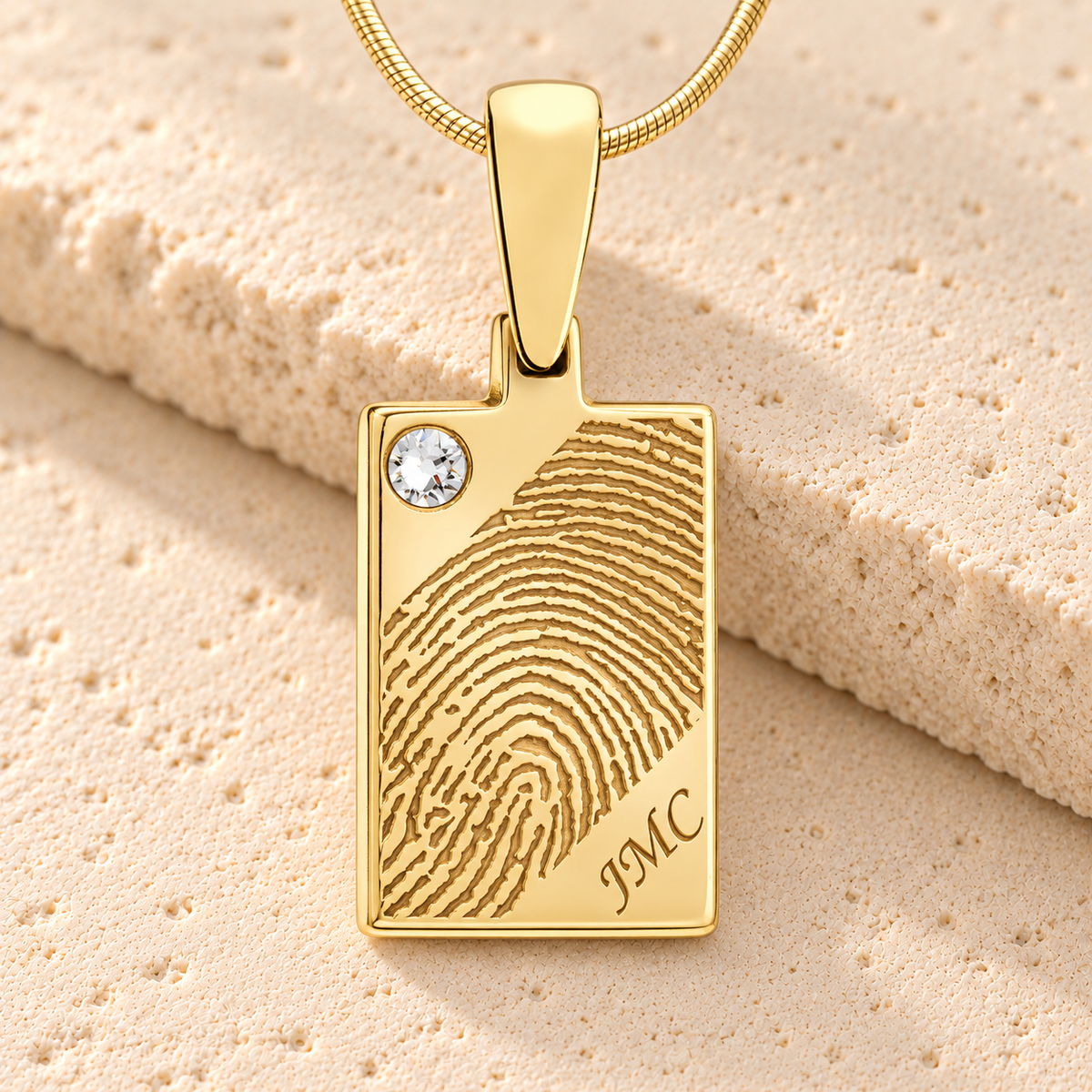 Birthstone Rectangle Gold Plated Fingerprint Necklace — main — evr4720g