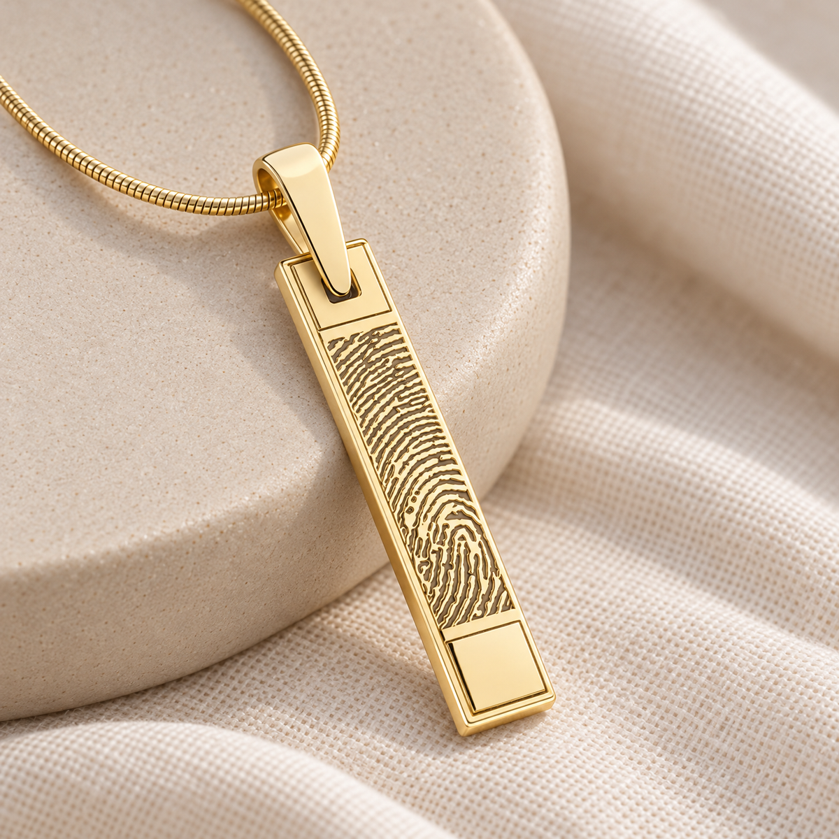 Solid 14k Gold Barred Fingerprint Necklace — alternate view — evr4732kg