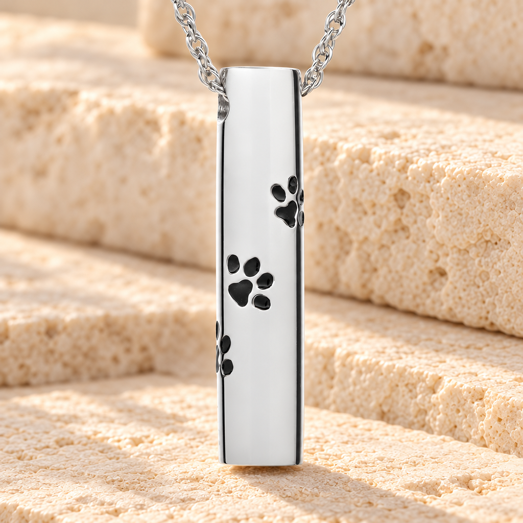 14K White Gold Paw Cylinder Jewelry Urn — main — evr812wg