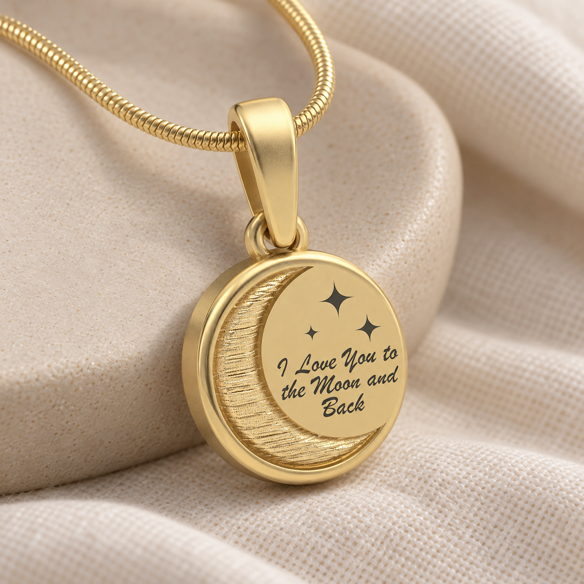 Gold Plated Love You To The Moon Forever Sealed Memorial Jewelry — alternate view — evr20010gfs