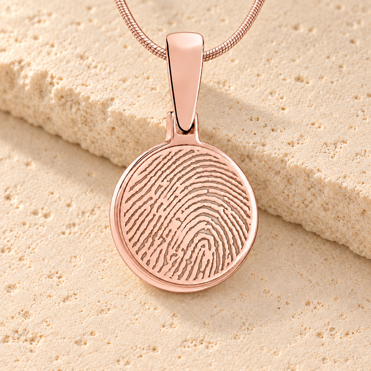 Rose Gold Plated Round Fingerprint Necklace — main — evr4704rg