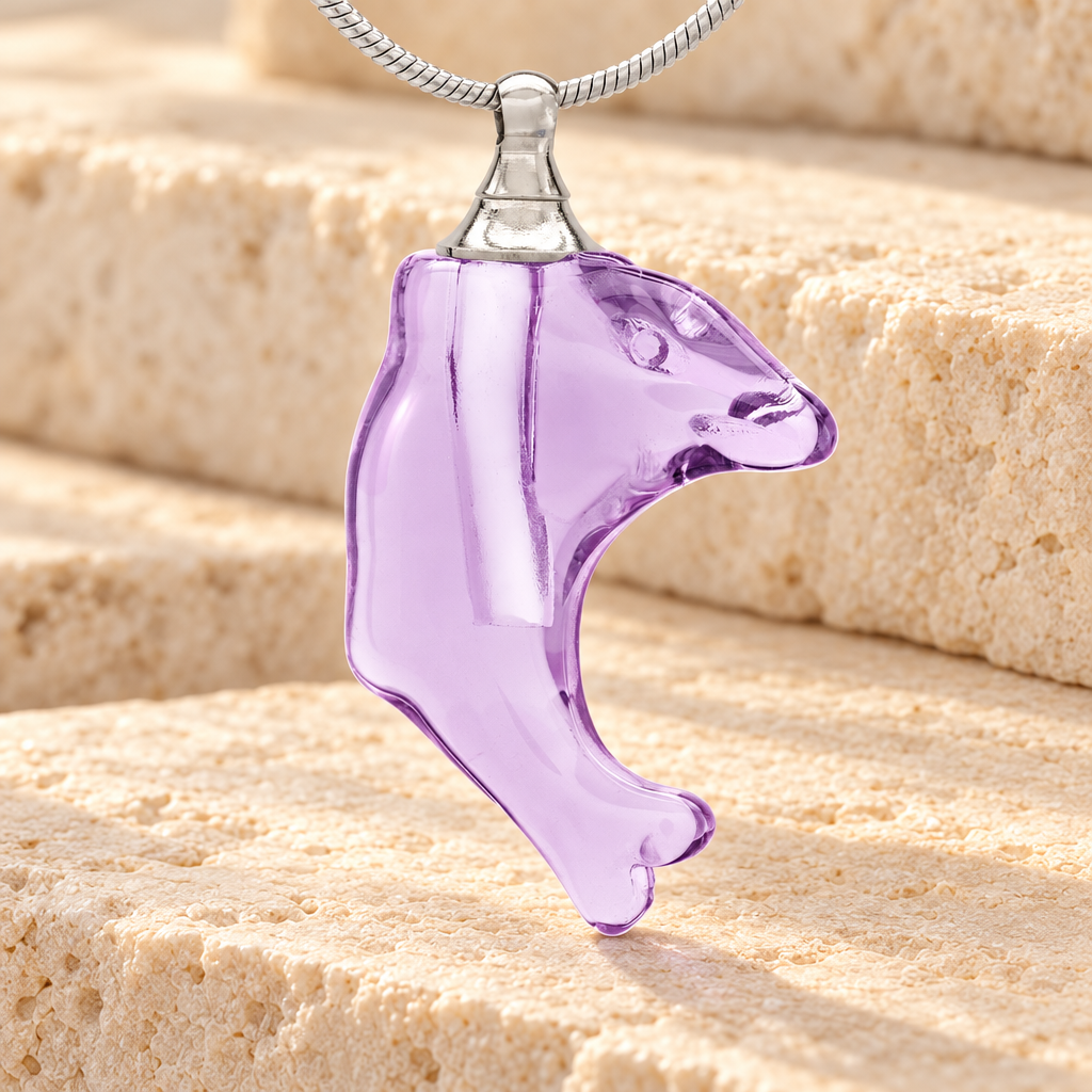 Glass Locket Violet Dolphin Cremation Jewelry — main — evr2535v