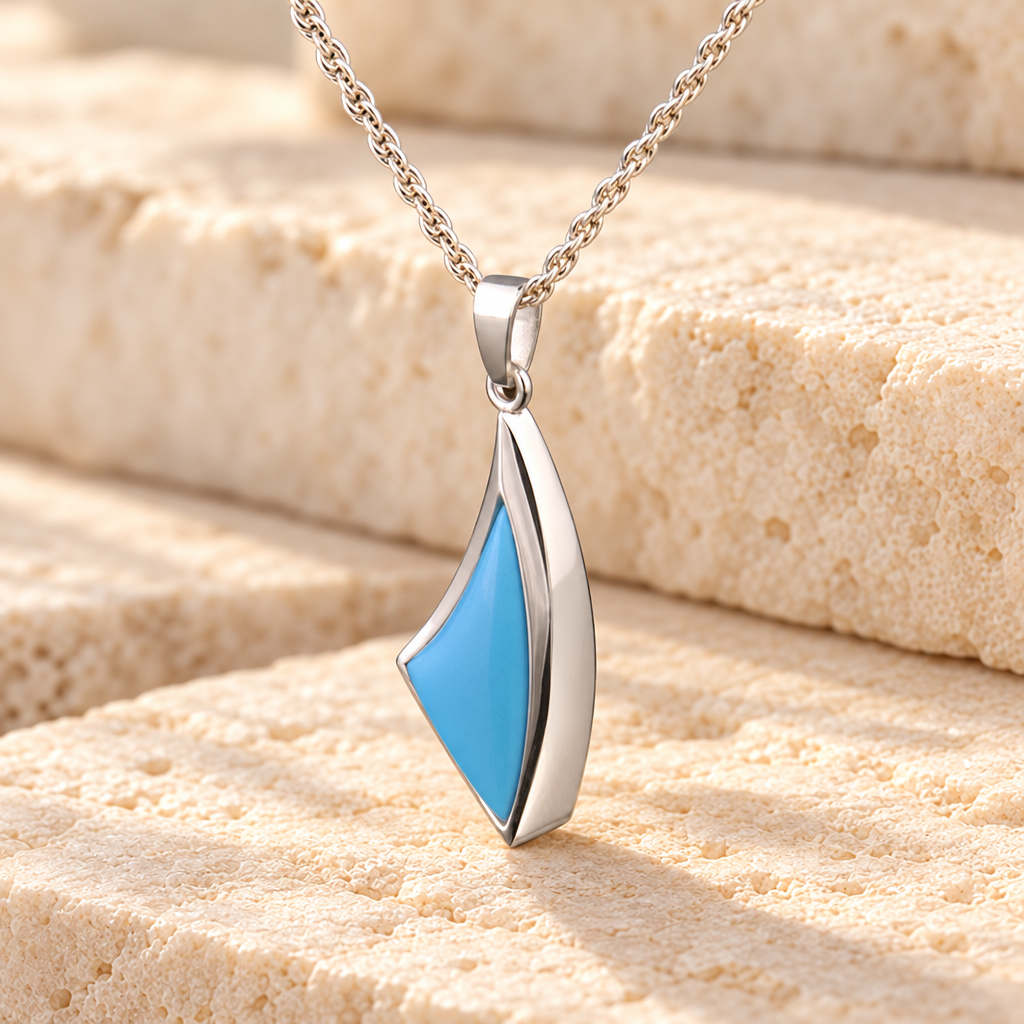 14k White Gold Turquoise Sail Away Funeral Jewelry — main — evr6064wg