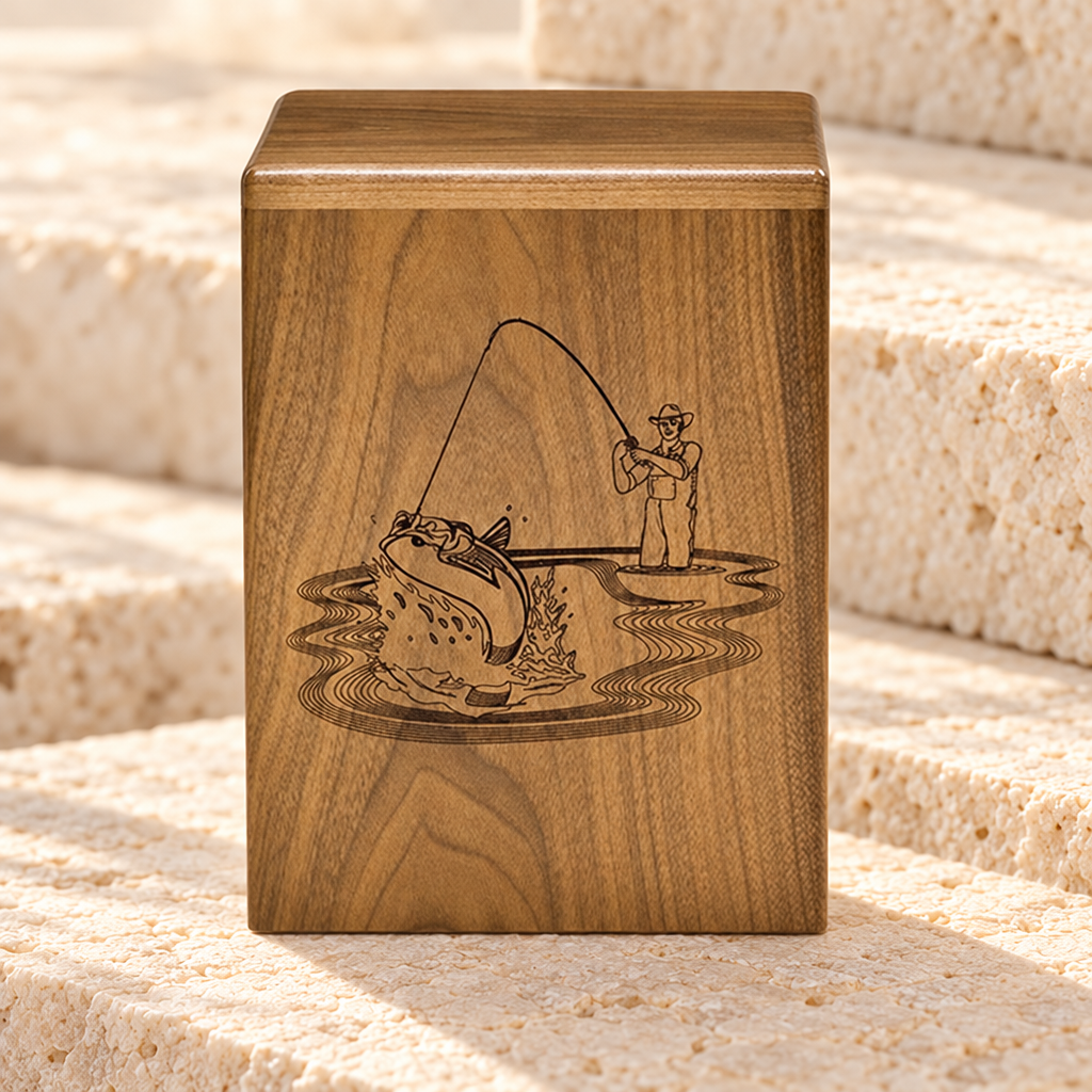 Cast a Line Wood Urn — main — evr5042