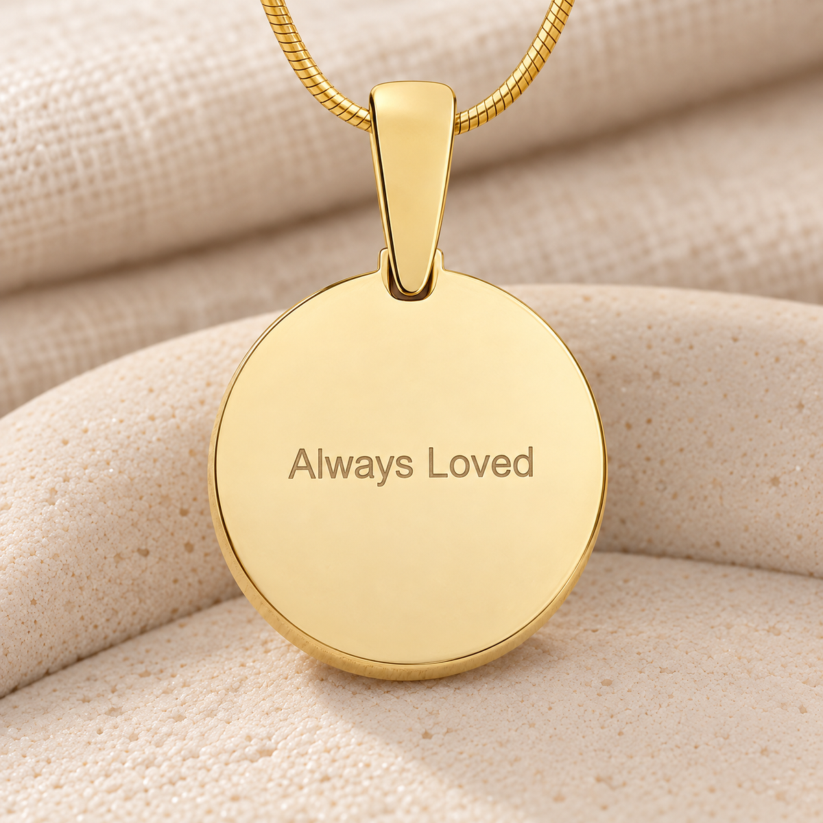 Gold Plated Sterling  Eternal Round Fingerprint Necklace — rear engraving — evr4825g