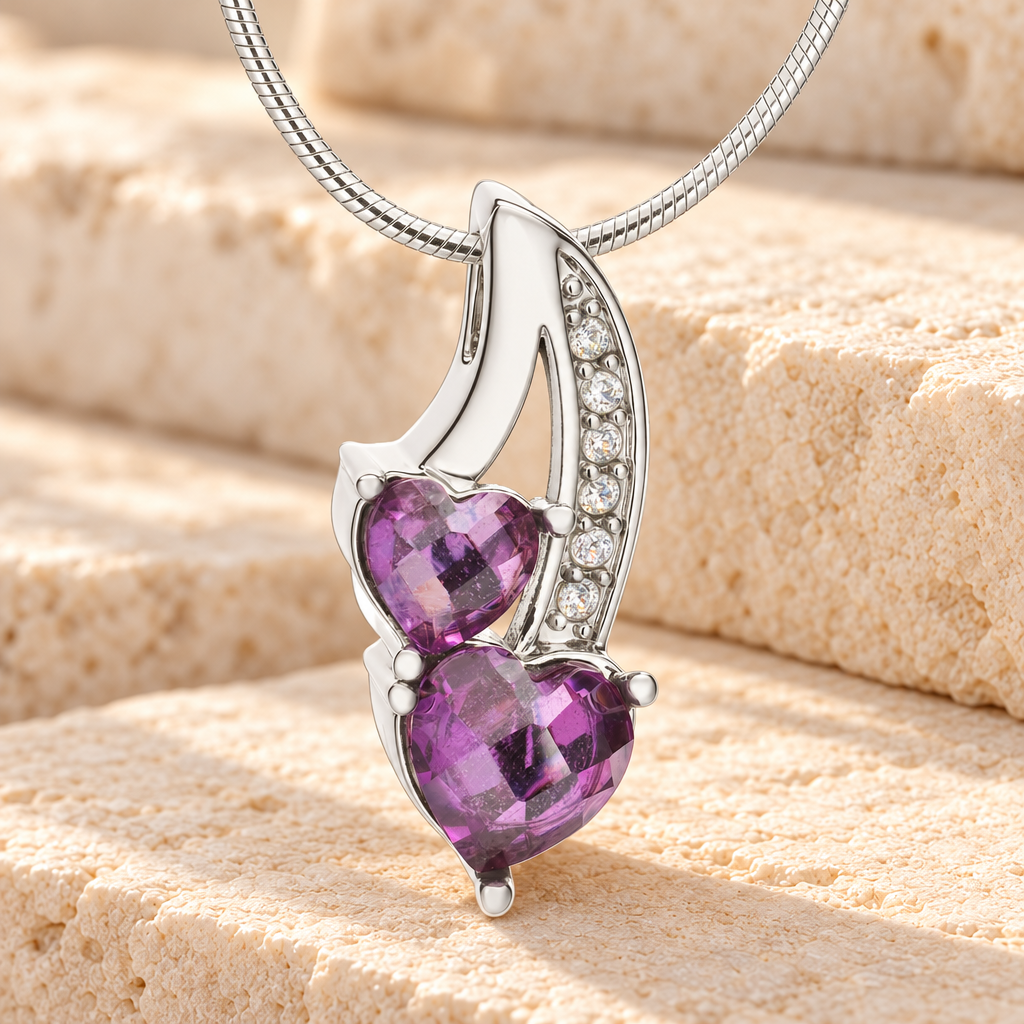 Purple Calming Hearts Memorial Jewelry — main — evr6094purple