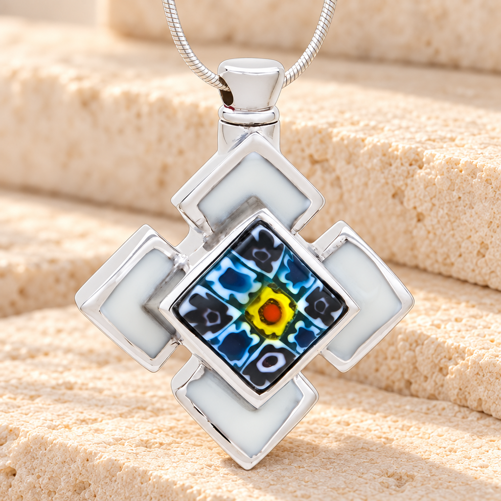 White Jazzy Cremation Jewelry — main — evr6113w
