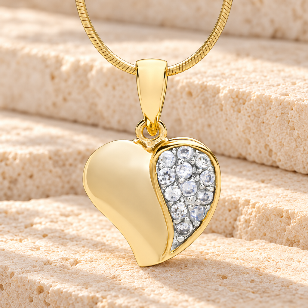Gold Plated Cordial Heart Cremation Jewelry — main — evr6495g